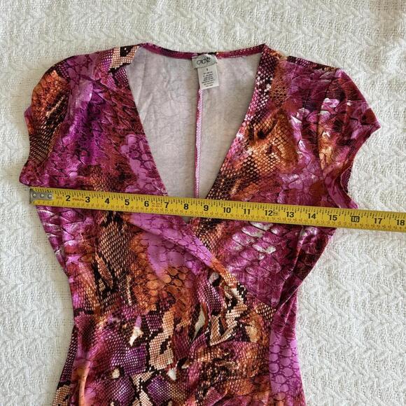 Vintage Cache Snakeskin Print Bodycon Wrap Style Dress Size S - Picture 6 of 10